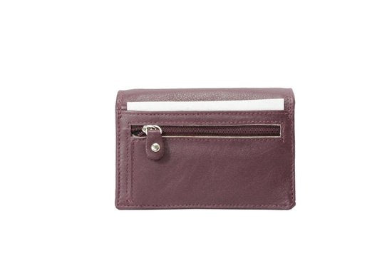 Compacte leren dames portemonnee bordeauxrood rfid ideale dames portemonnee anti - Arrigo Leather Goods