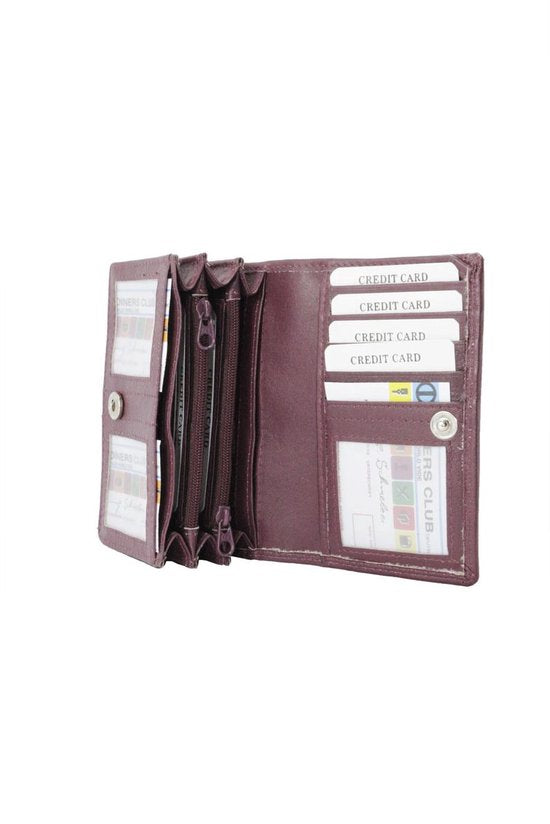 Compacte leren dames portemonnee bordeauxrood rfid ideale dames portemonnee anti - Arrigo Leather Goods