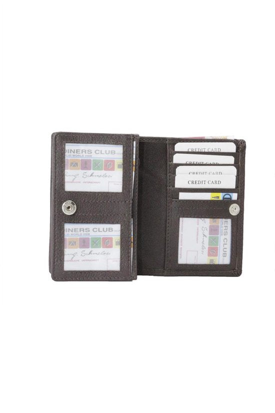 Compacte leren dames portemonnee donkerbruin rfid ideale dames portemonnee anti - Arrigo Leather Goods