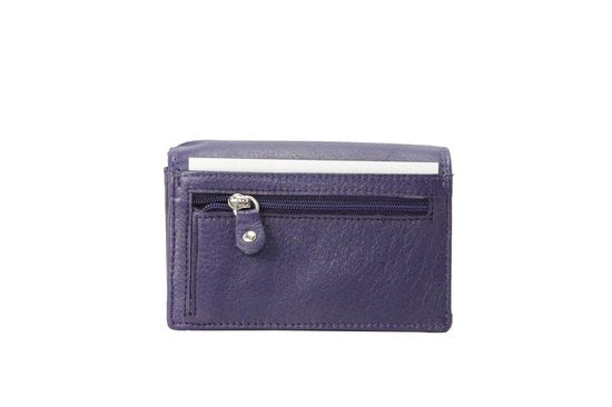 Compacte leren dames portemonnee donkerpaars rfid ideale dames portemonnee anti - Arrigo Leather Goods