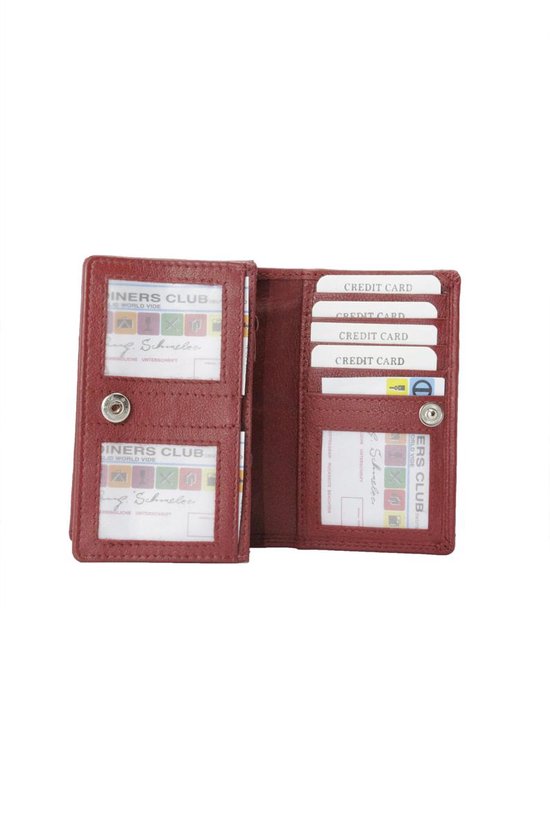 Compacte leren dames portemonnee donkerrood rfid ideale dames portemonnee anti - Arrigo Leather Goods