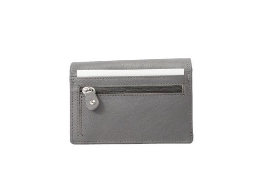 Compacte leren dames portemonnee grijs rfid ideale dames portemonnee anti - Arrigo Leather Goods