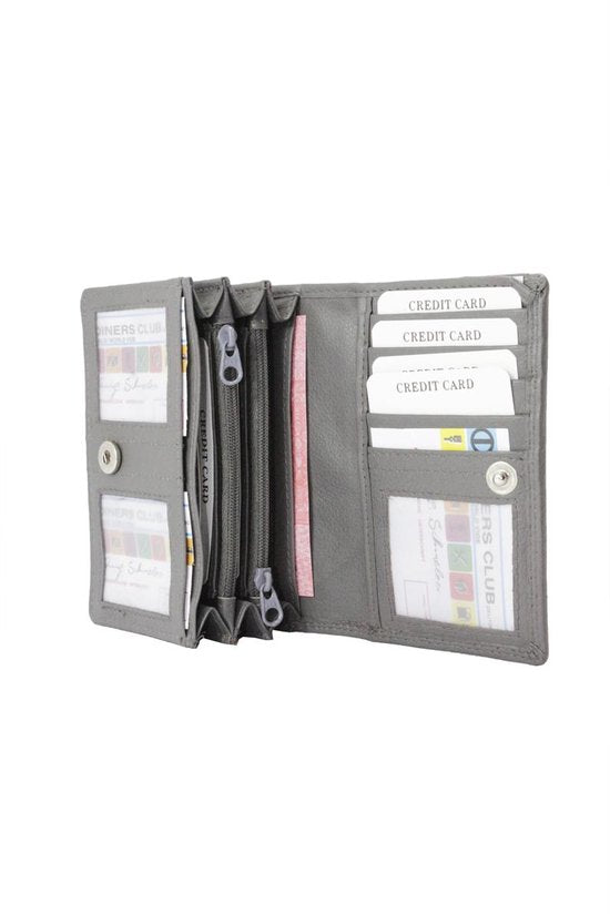 Compacte leren dames portemonnee grijs rfid ideale dames portemonnee anti - Arrigo Leather Goods