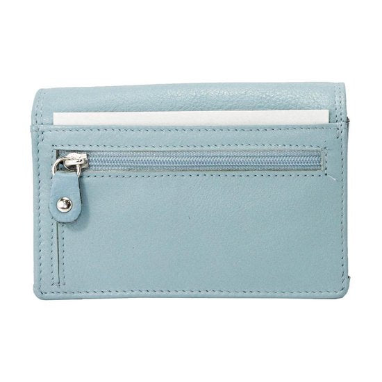 Compacte leren dames portemonnee lichtblauw rfid ideale dames portemonnee anti - Arrigo.nl