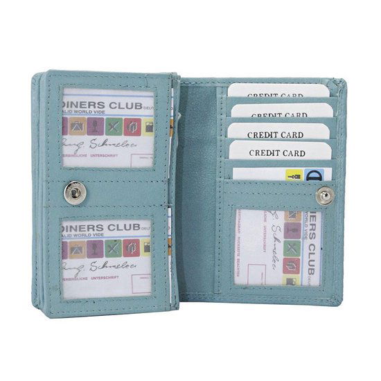 Compacte leren dames portemonnee lichtblauw rfid ideale dames portemonnee anti - Arrigo.nl
