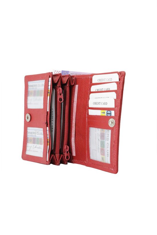 Compacte leren dames portemonnee rood rfid ideale dames portemonnee anti - Arrigo Leather Goods