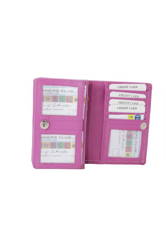Compacte leren dames portemonnee roze ideale dames portemonnee roze leer - Arrigo Leather Goods