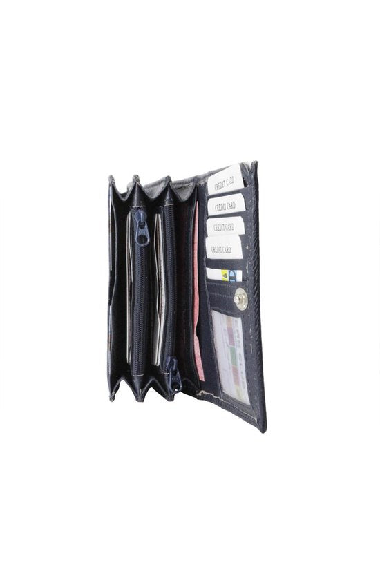 Compacte leren dames portemonnee zwart rfid ideale dames portemonnee anti - Arrigo Leather Goods