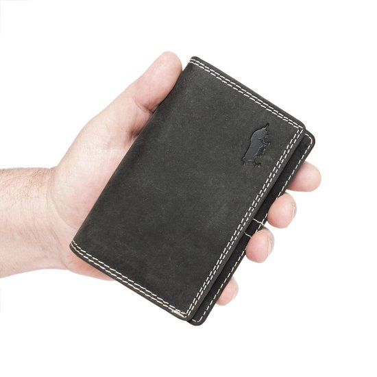 Compacte vintage leren dames portemonnee zwart rfid ideale dames portemonnee - Arrigo Leather Goods