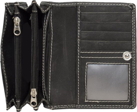 Compacte vintage leren dames portemonnee zwart rfid ideale dames portemonnee - Arrigo Leather Goods