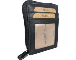 Creditcard houder met rits zwart echt leer rfid anti skim - Arrigo.nl