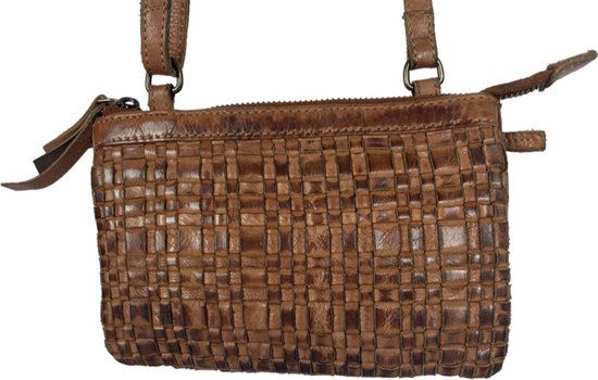 Crossbody dames tas cognac leer telefoontasje clutch dames tas festival - Arrigo Leather Goods
