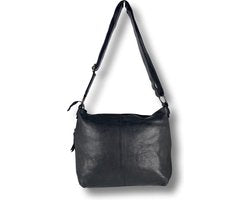Crossbody schoudertas zwart echt leer arrigo - Arrigo.nl