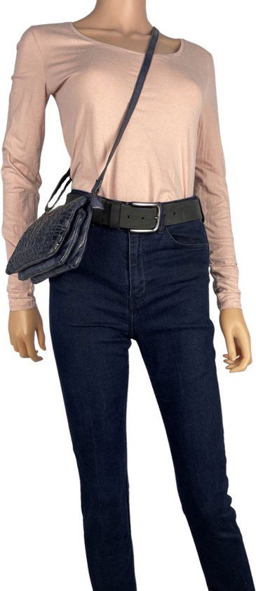 Crossbody tas dames blauw leer dames tas festival schoudertas heren - Arrigo Leather Goods