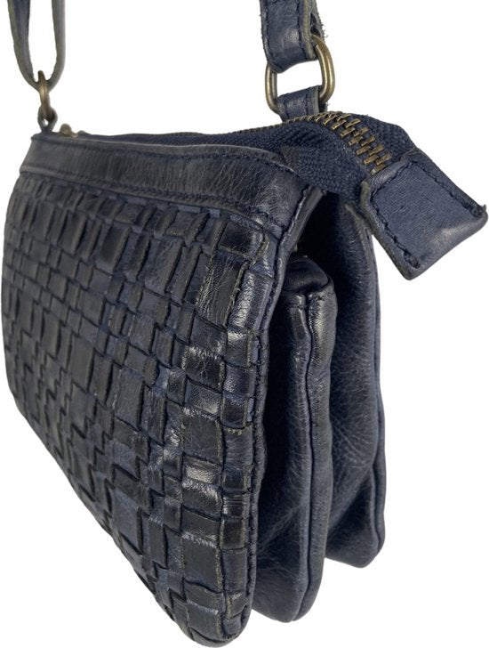 Crossbody tas dames blauw leer dames tas festival schoudertas heren - Arrigo Leather Goods