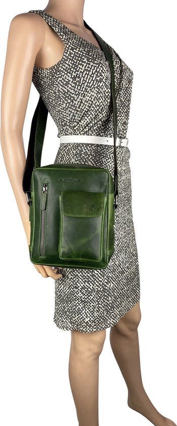 Crossbody tas dames schoudertassen vrouw echt leer groen arrigo - Arrigo.nl