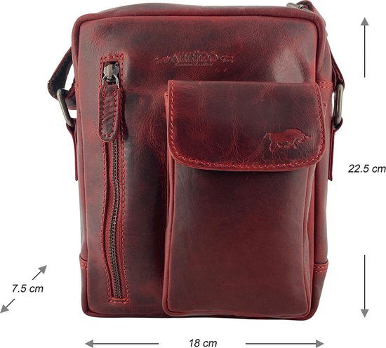 Crossbody tas dames schoudertassen vrouw echt leer rood arrigo - Arrigo Leather Goods