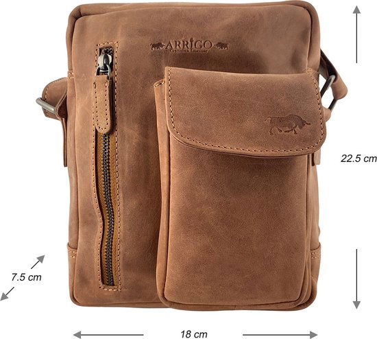 Crossbody tas dames schoudertassen vrouw echt leer taupe arrigo - Arrigo Leather Goods