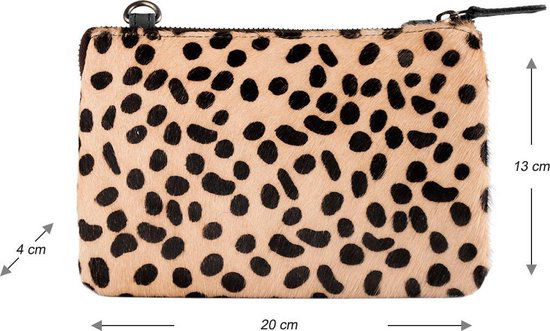 Crossbody tas dames zwart leer met cheetah print telefoontasje leer - Arrigo Leather Goods