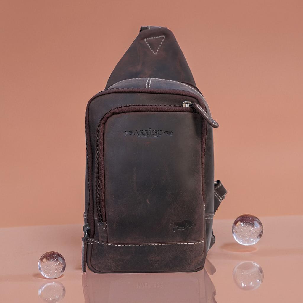 Crossbodytas Slingbag donkerbruin - Arrigo.nl