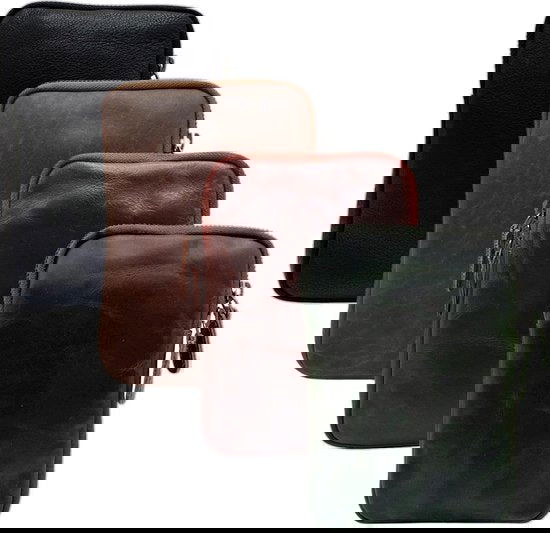 Dames Crossbody Telefoontasje met Portemonnee in Zwart Leer - Arrigo.nl