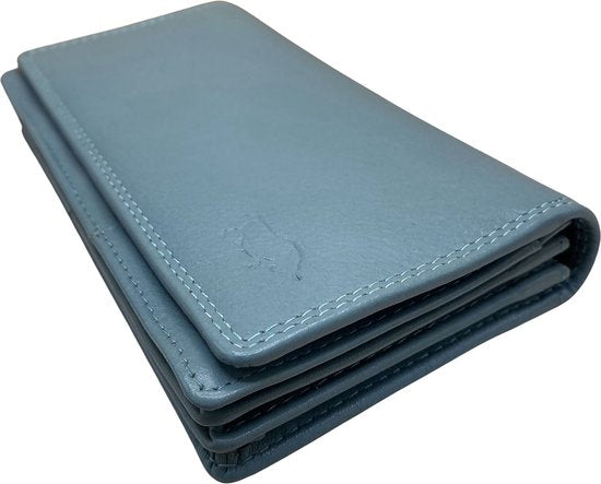 Dames Portemonnee - Lichtblauw Leer met RFID Bescherming - Arrigo.nl