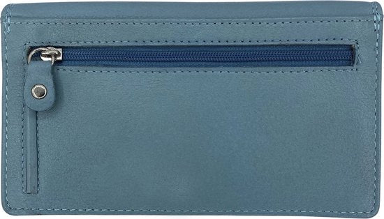 Dames Portemonnee - Lichtblauw Leer met RFID Bescherming - Arrigo.nl
