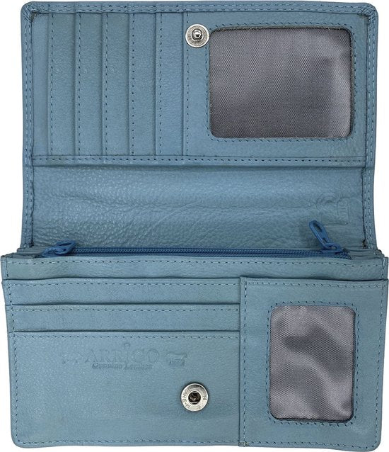 Dames Portemonnee - Lichtblauw Leer met RFID Bescherming - Arrigo.nl