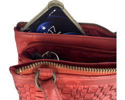 Dames Portemonnee - Rood Leren Telefoontas Crossbody Tas - Arrigo.nl