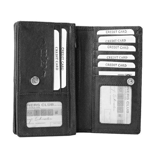 Dames Portemonnee - Zwart Leer met RFID Bescherming - Arrigo.nl