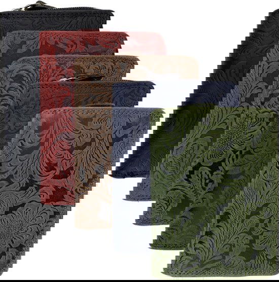 Dames Portemonnee met Bloemenprint van Groen Leer - Arrigo.nl