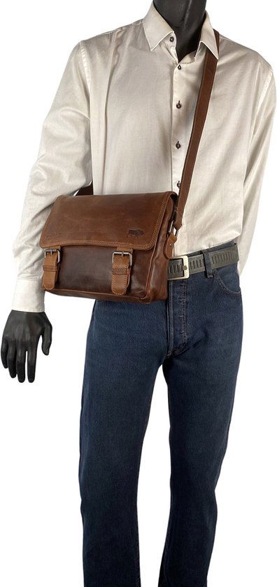 Dames Schoudertas - Cognac Leren Messenger Bag / Crossbody Tas - Arrigo.nl