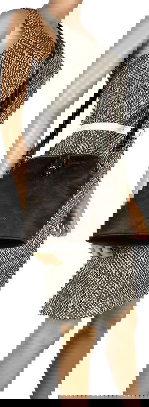 Dames Schoudertas - Donkerbruin Buffelleer Crossbody Tas met Vintage Look Sluiting - Arrigo.nl