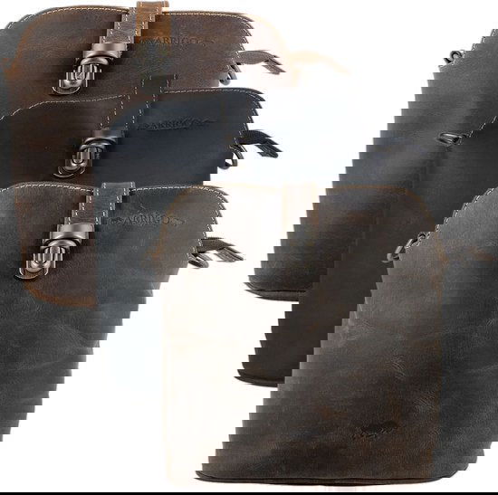 Dames Schoudertas - Donkerbruin Buffelleer Crossbody Tas met Vintage Look Sluiting - Arrigo.nl