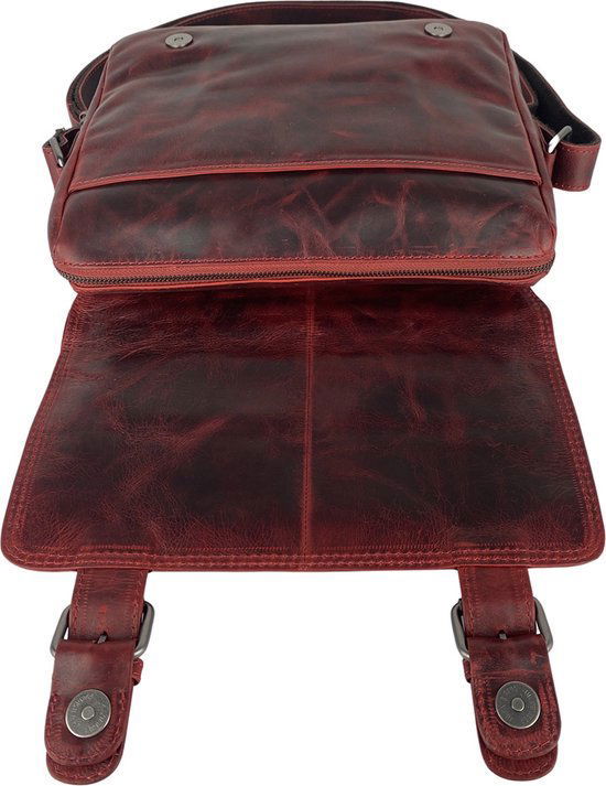 Dames Schoudertas - Rood Leren Messenger Bag / Crossbody Tas - Arrigo.nl