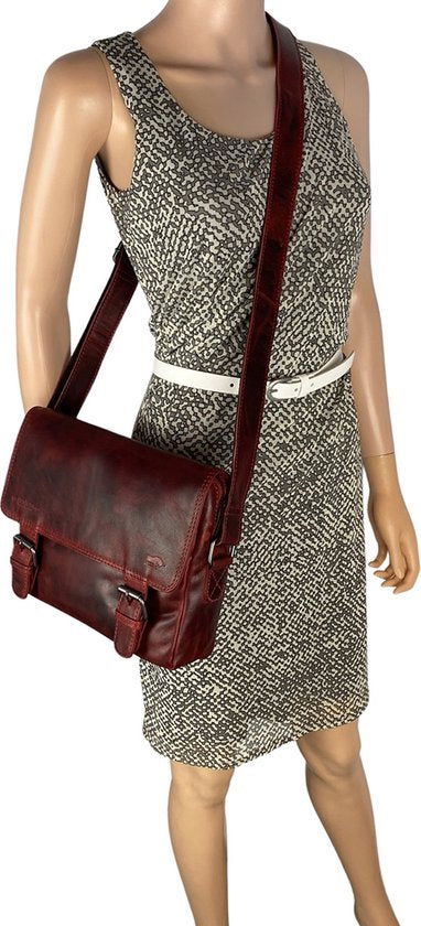 Dames Schoudertas - Rood Leren Messenger Bag / Crossbody Tas - Arrigo.nl
