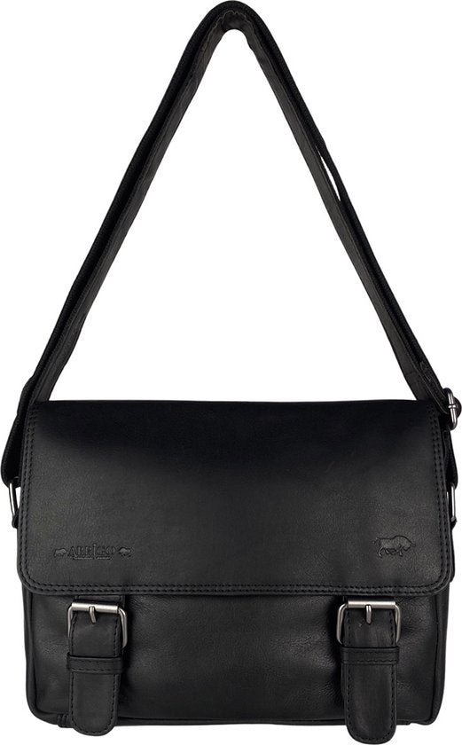 Dames Schoudertas - Zwart Leren Messenger Bag / Crossbody Tas - Arrigo.nl