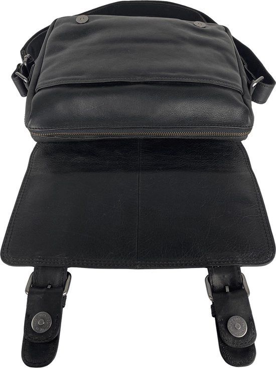 Dames Schoudertas - Zwart Leren Messenger Bag / Crossbody Tas - Arrigo.nl