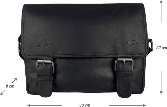 Dames Schoudertas - Zwart Leren Messenger Bag / Crossbody Tas - Arrigo.nl