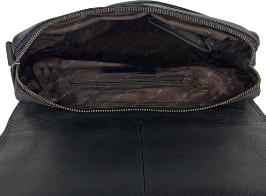 Dames Schoudertas - Zwart Leren Messenger Bag / Crossbody Tas - Arrigo.nl