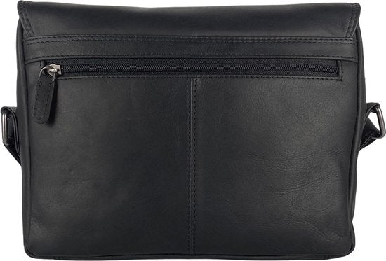 Dames Schoudertas - Zwart Leren Messenger Bag / Crossbody Tas - Arrigo.nl