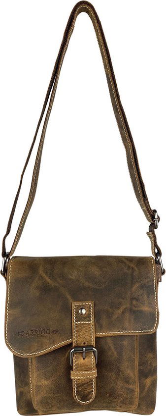 Dames Schoudertasje - Klein Cognac Buffelleer Crossbody Tas - Arrigo.nl