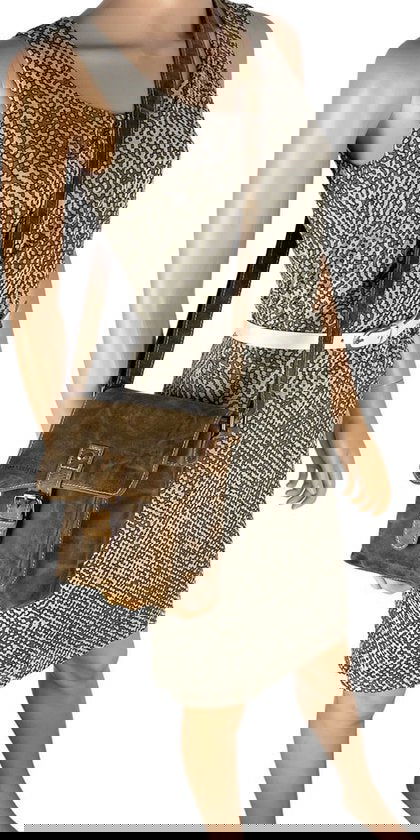 Dames Schoudertasje - Klein Cognac Buffelleer Crossbody Tas - Arrigo.nl