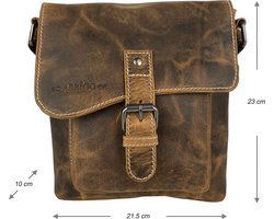Dames Schoudertasje - Klein Cognac Buffelleer Crossbody Tas - Arrigo.nl