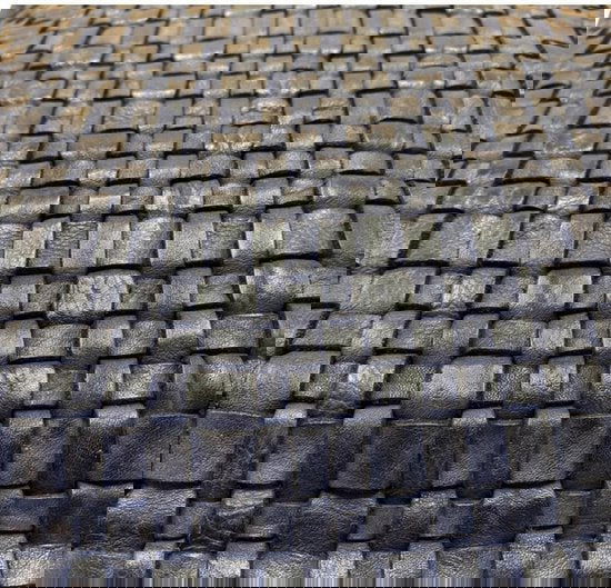 Dames Schoudertassen - Donkerblauw Gevlochten Leer met Kort en Lang Hengsel - Arrigo.nl