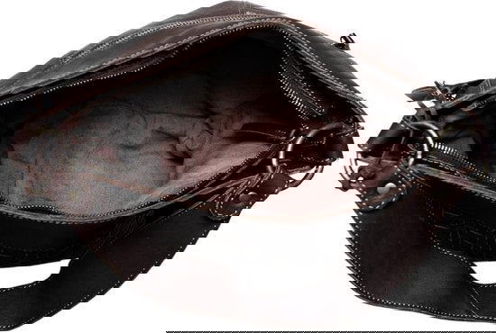 Dames Schoudertassen - Donkerbruin Gevlochten Leer met Kort en Lang Hengsel - Arrigo.nl