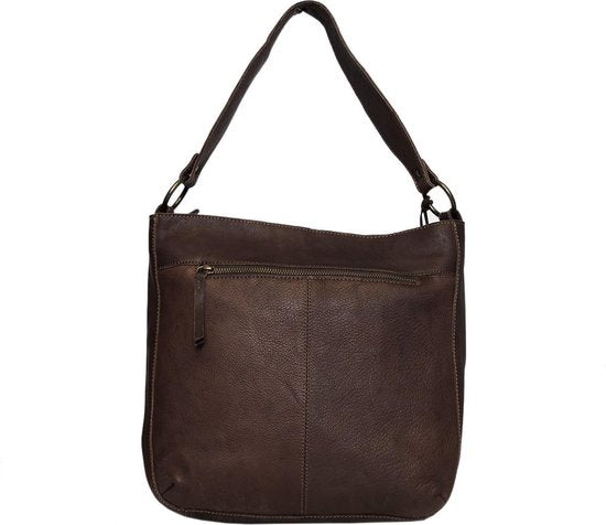Dames Schoudertassen - Donkerbruin Gevlochten Leer met Kort en Lang Hengsel - Arrigo.nl