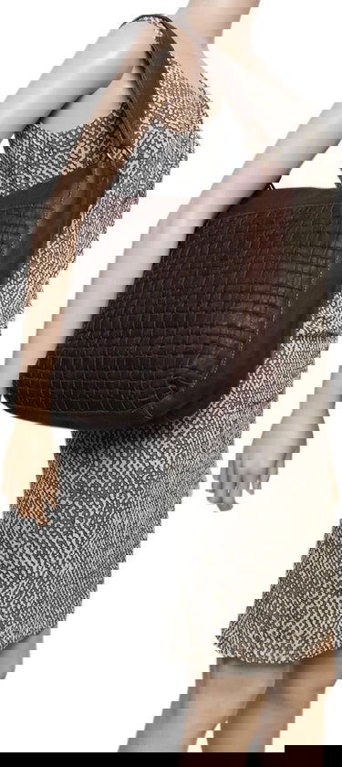 Dames Schoudertassen - Donkerbruin Gevlochten Leer met Kort en Lang Hengsel - Arrigo.nl