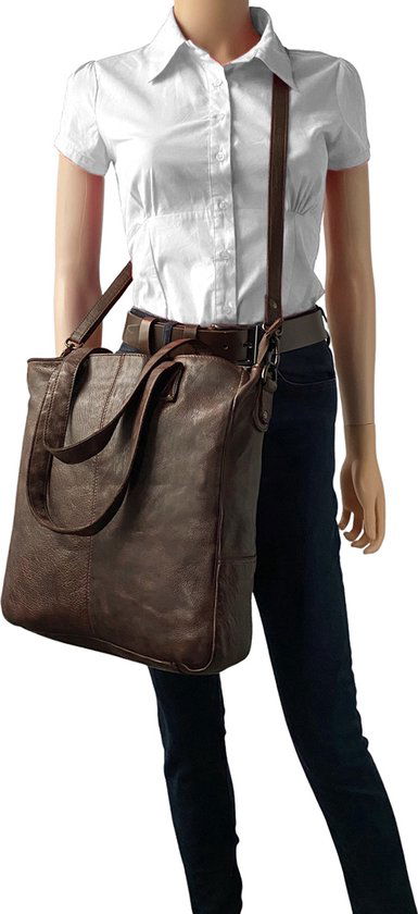 Dames Shopper - Bruin Model met Kort en Lang Hengsel - Arrigo.nl