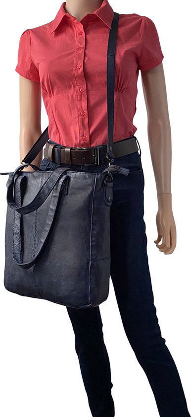 Dames Shopper - Donkerblauw Model met Kort en Lang Hengsel - Arrigo.nl